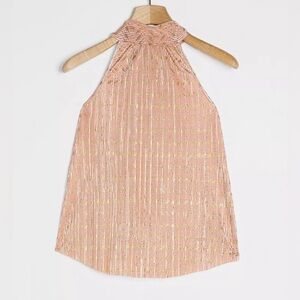 Anthropologie Women’s Vickie‎ Halter Top Pink/Peach & Gold Size Medium